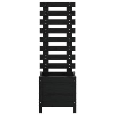 Plantenbak met rek 39x39,5x114 cm massief grenenhout zwart
