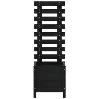 Plantenbak met rek 39x39,5x114 cm massief grenenhout zwart - thumbnail