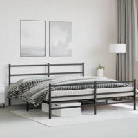 Bedframe met hoofd- en voeteneindemetaal zwart 183x213 cm - thumbnail