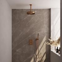 BRAUER Stripe Thermostatische Inbouw Regendouche - 3-weg - rechthoekig - SET 15 - 25cm douchekop - plafondarm - staaf handdouche - doucheslang - wandaansluitbocht - koper geborsteld PVD 5-GK-393 - thumbnail