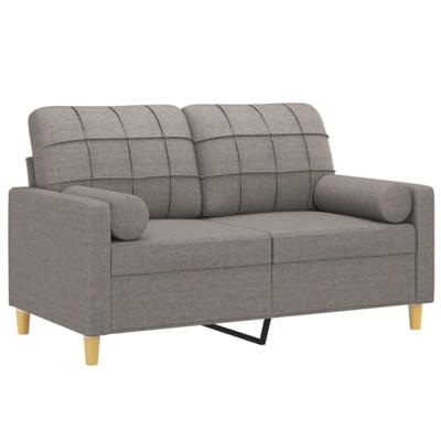 Tweezitsbank met sierkussens 120 cm stof taupe
