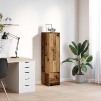 Hoge kast 29,5x34x119,5 cm bewerkt hout oud hout - thumbnail