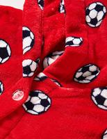 Kinderbadjassen met print-Voetbal rood-158/164 - thumbnail