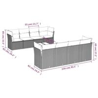 9-delige Loungeset met kussens poly rattan zwart - thumbnail