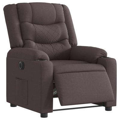 Fauteuil verstelbaar elektrisch stof donkerbruin