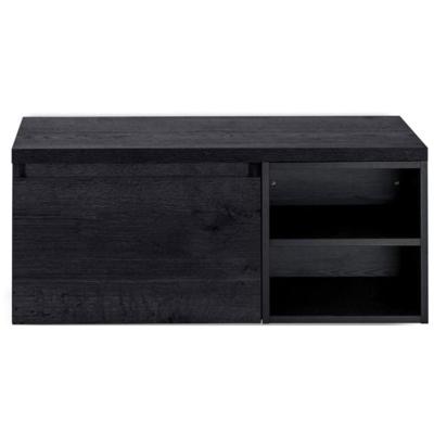 Frozen Badmeubelset 100 cm - Greeplijst in Kleur - Wastafel Regaalkast met Bovenblad Black Oak