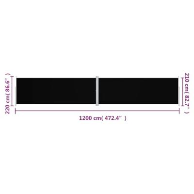 VidaXL Windscherm uittrekbaar 220x1200 cm zwart VidaXL Windscherm uittrekbaar 220x1200 cm zwart
