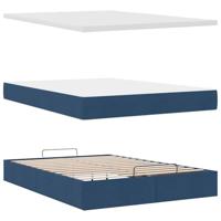 Ottoman bed met matras 140x200cm stof blauw - thumbnail