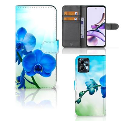 Motorola Moto G13 | G23 Hoesje Orchidee Blauw - Cadeau voor je Moeder Motorola Moto G13 | G23 Hoesje Orchidee Blauw - Cadeau voor je Moeder