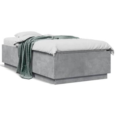 Bedframe bewerkt hout betongrijs 75x190 cm - thumbnail