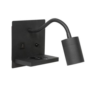 Steinhauer Bedlamp zwartUpround met oplader en usb - 3654ZW
