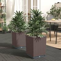 VidaXL Plantenbakken 2 st 30x30x37 cm polypropeen bruin - thumbnail
