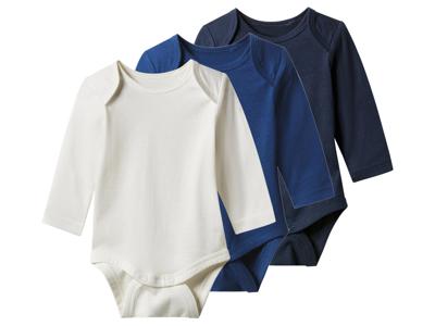 lupilu Set van 3 baby rompers (Donkerblauw/blauw/wit, 62/68) lupilu Set van 3 baby rompers (Donkerblauw/blauw/wit, 62/68)