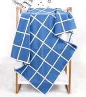 Gebreide Plaid baby deken (blauw) - thumbnail
