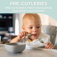 Set roestvrijstalen en siliconen oefenbestek 2e leeftijd BEABA grijs - thumbnail