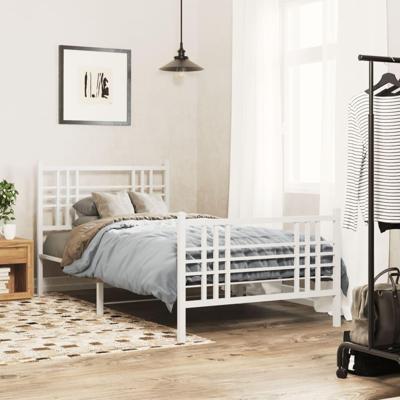 Bedframe met hoofd- en voeteneinde metaal wit 107x203 cm