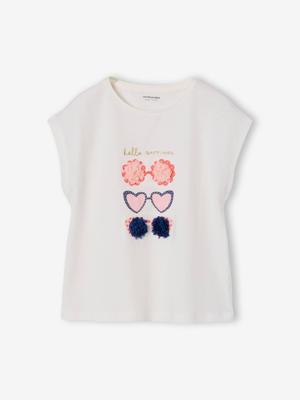 Meisjesshirt met dierenmotief ecru