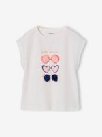Meisjesshirt met dierenmotief ecru - thumbnail