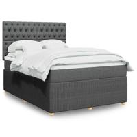 Boxspring met matras stof donkergrijs 140x190 cm - thumbnail