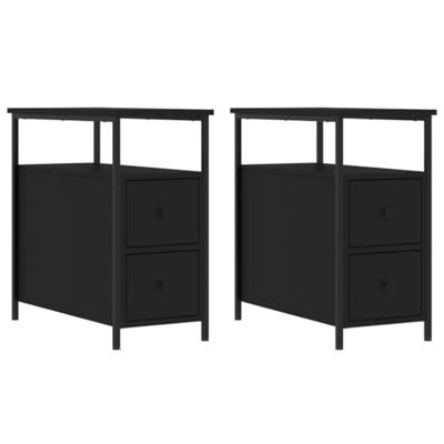 Nachtkastjes 2 st 30x60x60 cm bewerkt hout zwart