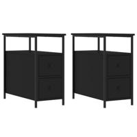 Nachtkastjes 2 st 30x60x60 cm bewerkt hout zwart - thumbnail