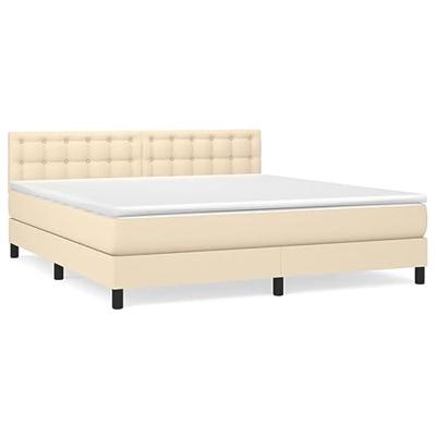 Boxspring met matras stof crèmekleurig 180x200 cm