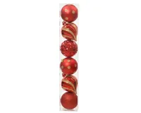 6 XXL kerstballen kunststof dia. 15 cm in koker ballen kleur rood Decoris - Decoris - thumbnail