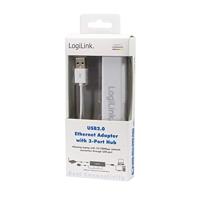 LogiLink UA0174 USB 2.0 naar Fast Ethernet-adapter met geïntegreerde 3-poorts USB-hub - thumbnail