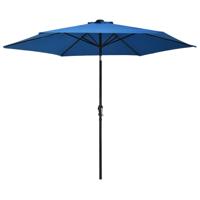 VidaXL Parasol met led-verlichting en stalen paal 300 cm azuurblauw - thumbnail