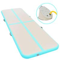 VidaXL Gymnastiekmat met pomp opblaasbaar 300x100x10 cm pvc groen - thumbnail