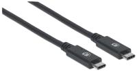 Manhattan 355223 USB-kabel USB 3.2 Gen1 (USB 3.0 / USB 3.1 Gen1) USB-C stekker, USB-C stekker 1.00 m Zwart Stekker past op beide manieren - thumbnail