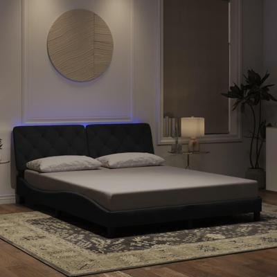 Bedframe met LED-verlichting fluweel zwart 160x200 cm