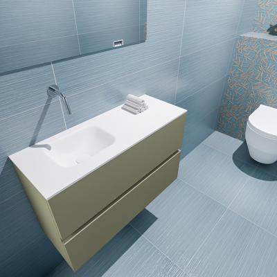 MONDIAZ ADA 80cm toiletmeubel army. LEX wastafel talc links zonder kraangat MONDIAZ ADA 80cm toiletmeubel army. LEX wastafel talc links zonder kraangat