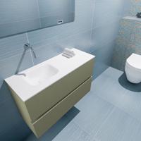 MONDIAZ ADA 80cm toiletmeubel army. LEX wastafel talc links zonder kraangat - thumbnail