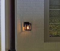 Buitenlamp zwart glas &apos;Shiva&apos; voordeur verlichting vierkant 12 cm - thumbnail