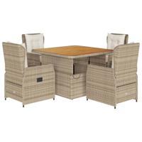 5-delige Tuinset met kussens poly rattan beige - thumbnail