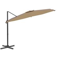 VidaXL Zweefparasol met led-verlichting 400x300 cm taupe - thumbnail