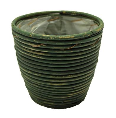 Van der Leeden rotan pot streep 24 cm olijf