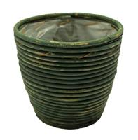 Van der Leeden rotan pot streep 24 cm olijf - thumbnail