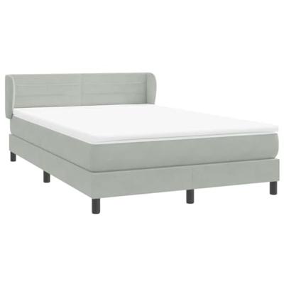 Boxspring met matras fluweel lichtgrijs 140x210 cm