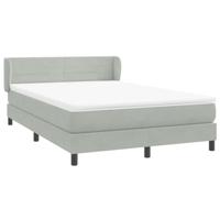 Boxspring met matras fluweel lichtgrijs 140x210 cm - thumbnail