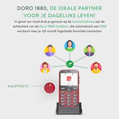 Doro 1880 Mobiele telefoon Zwart - thumbnail