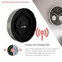 Mebus 12988 Wandklok Zendergestuurd 30 cm x 30 cm x 30 cm x 4.5 cm Zilver - thumbnail