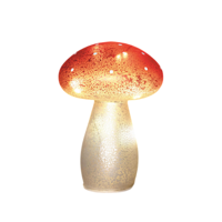 Paddenstoel glas led op batterij met timer h21 cm wit met rode stippen Anna's Collection - Annas collection - thumbnail