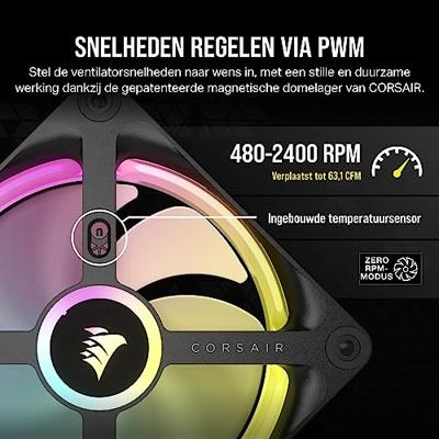 Corsair CO-9051002-WW PC-ventilator Zwart, Wit (b x h x d) 150 x 50 x 150 mm Incl. LED-verlichting
