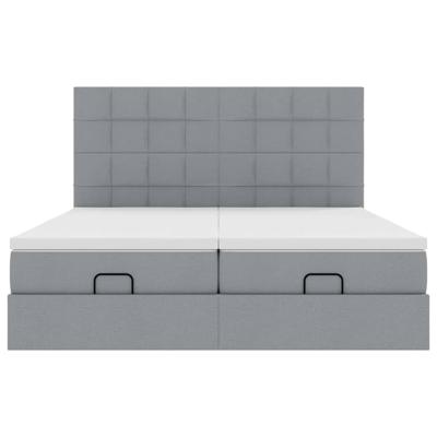 Ottoman bed met matrassen 180x200cm stof lichtgrijs