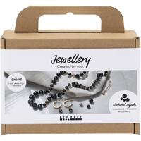 Creativ Company Mini hobbyset sieraden, halsketting en oorbellen, zwart, wit, 1 doos - thumbnail