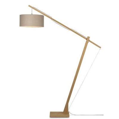 GOOD&MOJO Vloerlamp 'Montblanc' Bamboe en Eco linnen, 207cm, kleur Donkerbeige