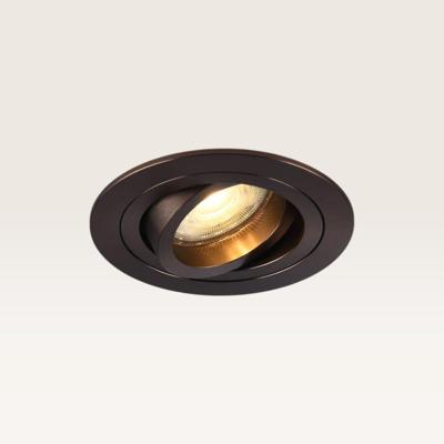 Inbouwspot Ovaro bronzo scuro - Diameter 92mm - Plat - GU10-fitting - IP20 voor binnen - Brons - Met doorlusbedrading