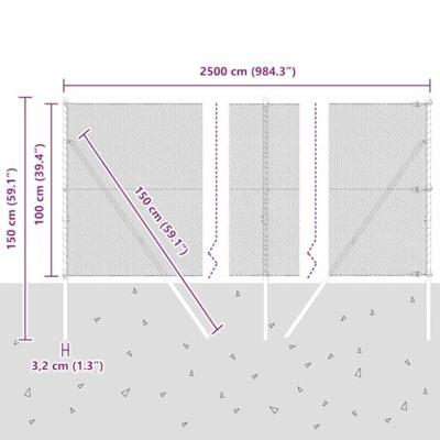 VidaXL Afrasteringspaal grijs 25 x 1 m (13 mm gaas) staal